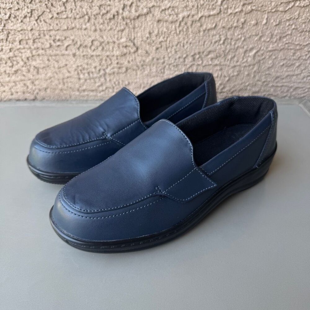 Orthofeet Astoria Orthopedic Shoes Navy Size 7.5 Leather Comfort Loafers